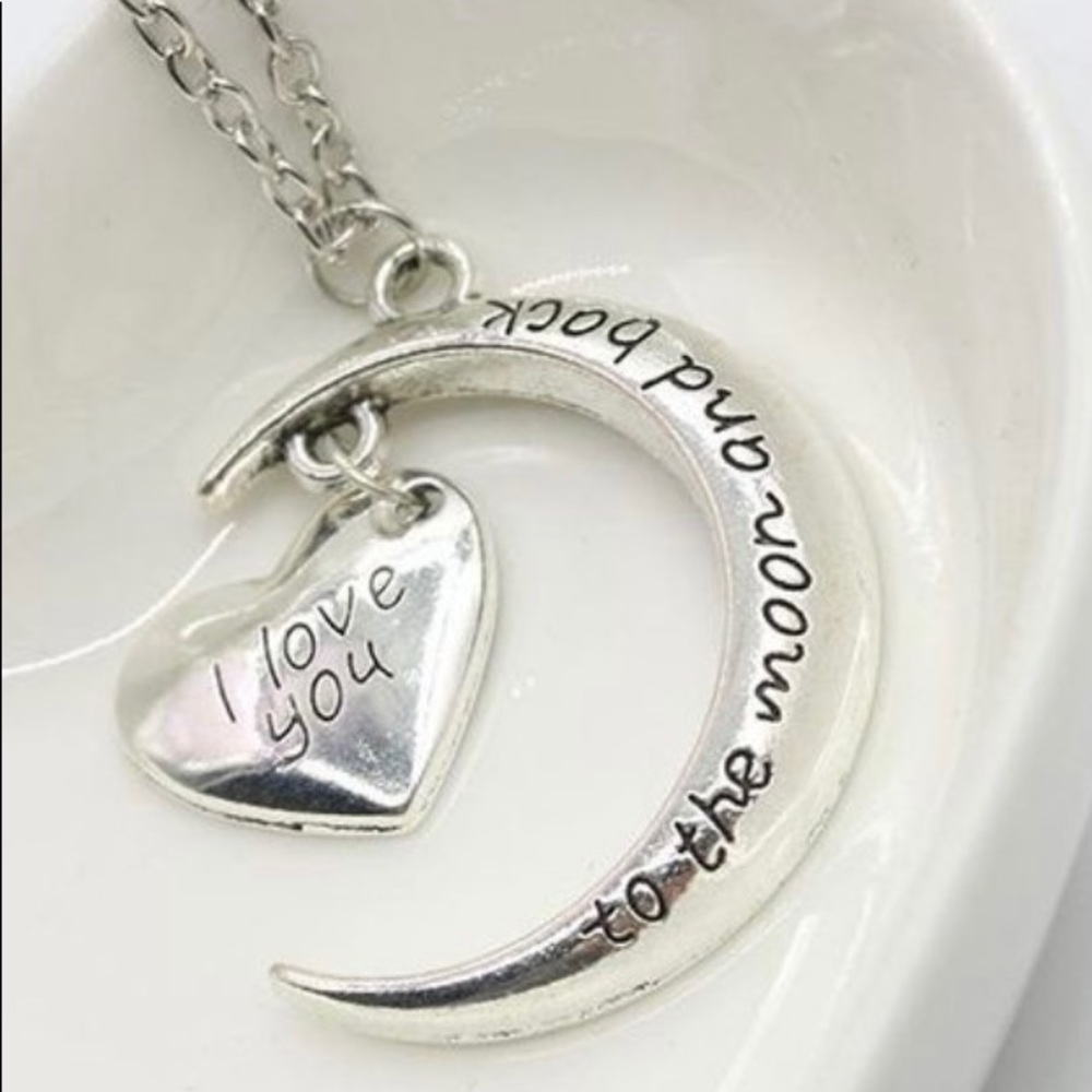 💕 I Love You To The Moon And Back Silver Necklace - Picture 3 of 3